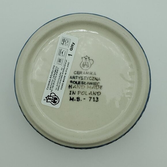 Polish Pottery Small Grecian Sea Bowl Ramekin Trinket Dish Blue Scrolls Bowl - Picture 5 of 7